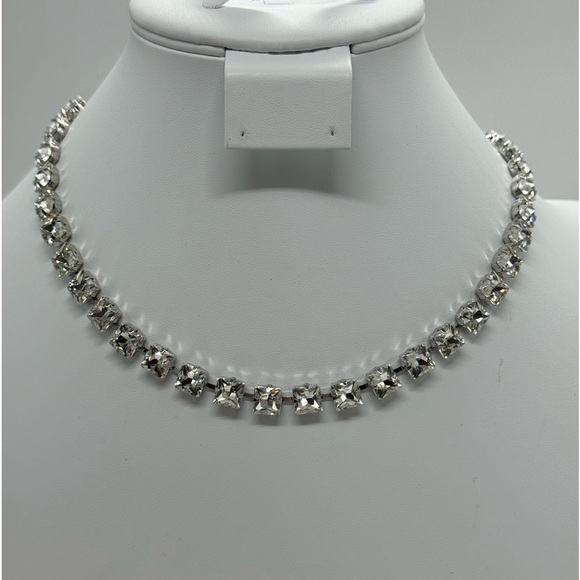 Express Large Rhinestone Crystal Silver Tone Necklace - Picture 1 of 8
